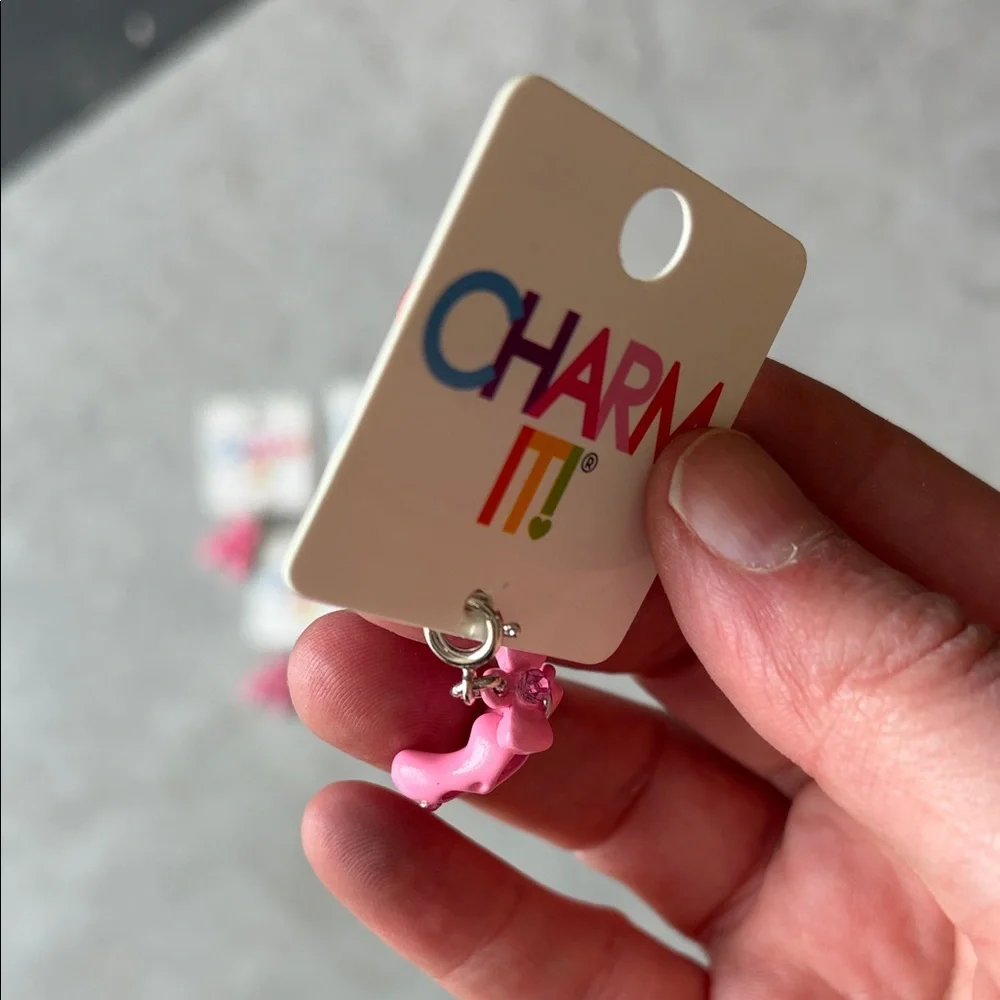 NWT - Charm It! Pink Ballet Slippers Necklace/Bracelet Charms, set of 6